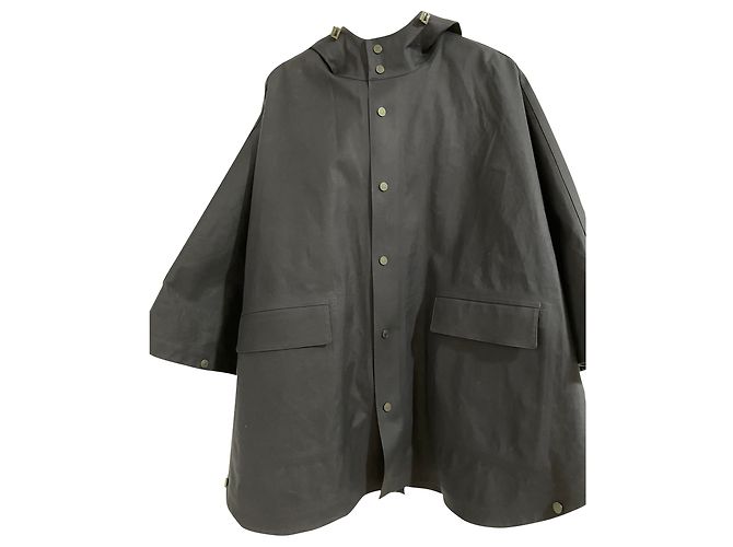 Hermès Capa impermeable impermeable HERMES azul marino Algodón Poliuretano