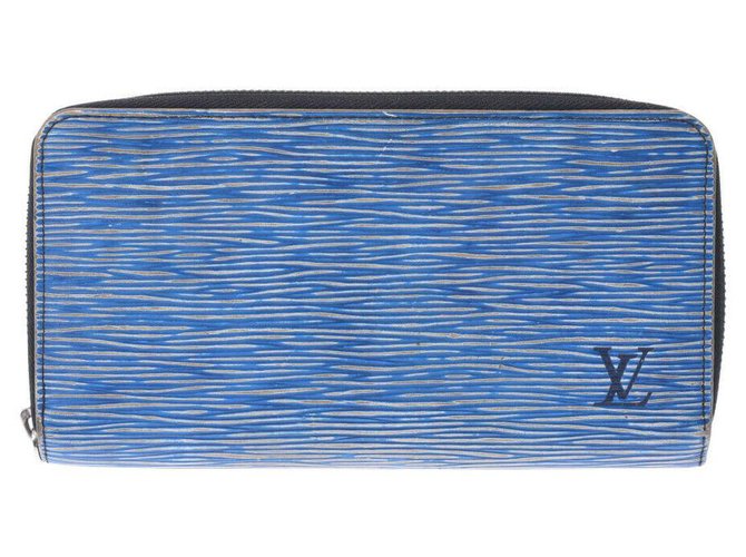 Carteira Louis Vuitton Zippy Azul Couro  ref.253279