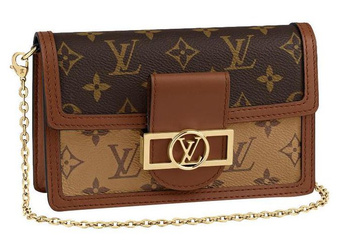 Louis Vuitton LV Dauphine chain wallet new Brown Leather  ref.253310