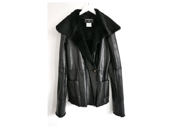 Chanel Vintage 2005 Paris-Tokyo Metiers Des Arts Fur Jacket Black  ref.253356