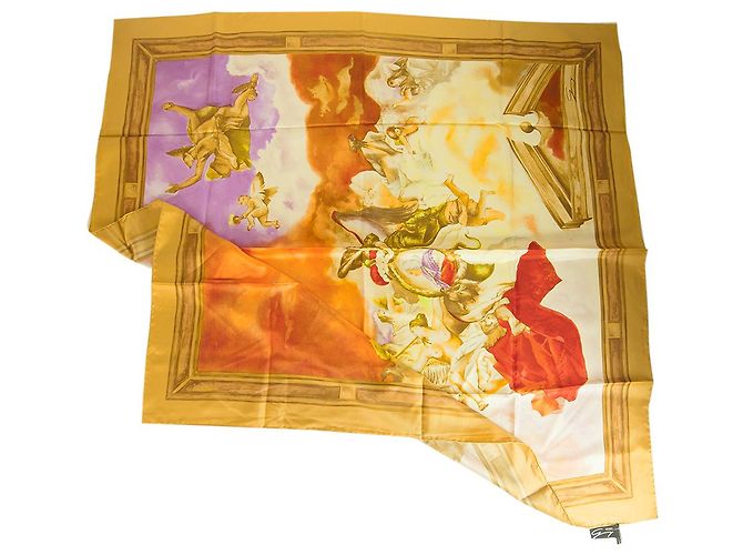 Genny Multicolor Angels Print Large Square Silk Scarf Shawl Multiple colors
