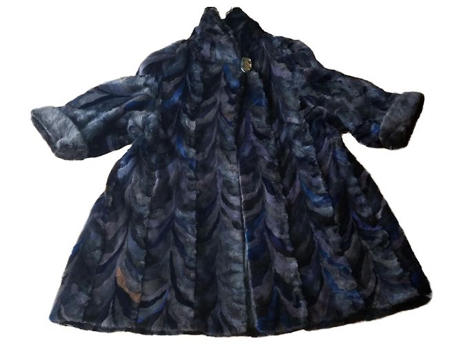Autre Marque Abrigo largo de piel MELYFURS patchwork de visón gris azul Gris antracita