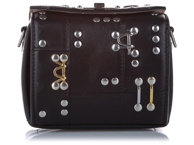 Alexander McQueen Black Studded Box Leather Crossbody Bag Metal Pony-style calfskin  ref.253479