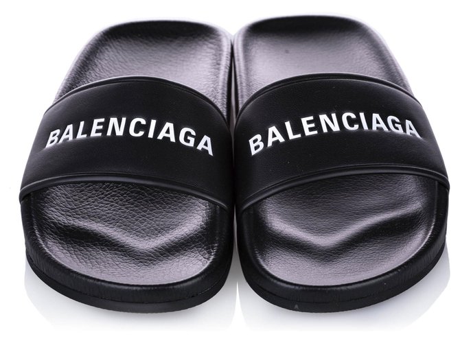 Sandalo piatto Balenciaga Piscine Nero Plastica  ref.253480