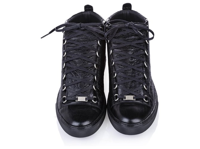 Balenciaga Black Classic Arena High Top Leather Sneaker Plastic Pony-style calfskin  ref.253481