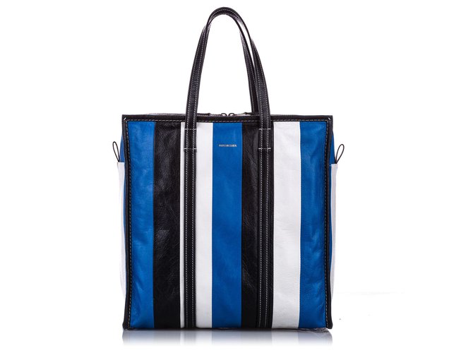 Balenciaga Blue M Bazar Shopper Lammfell Leder Einkaufstasche Blau Mehrfarben  ref.253500