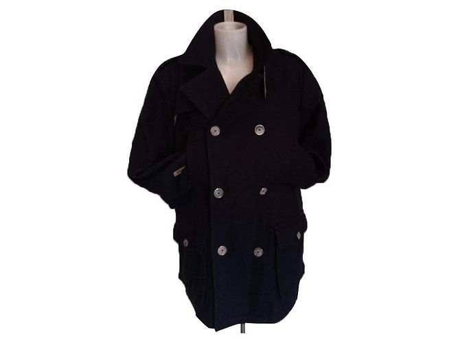 Autre Marque Navy blue lined-breasted jacket coat Dark blue