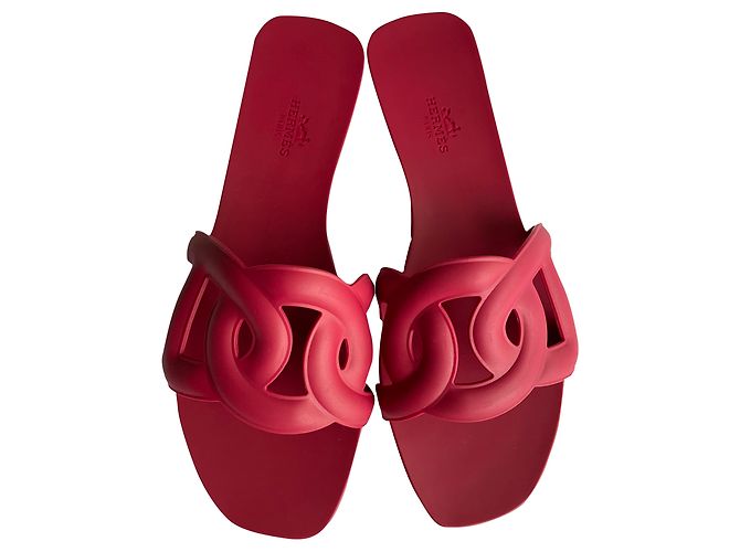 Hermès Aloha Gummisandalen in Rose Baie Bordeaux