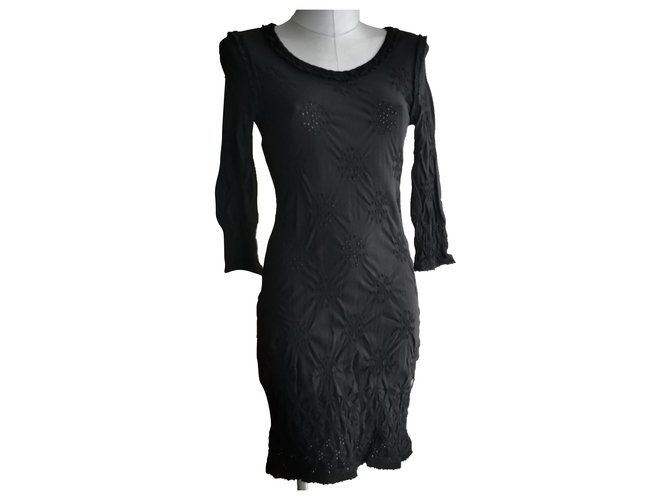 Chanel Vestido CC Negro Viscosa  ref.253621