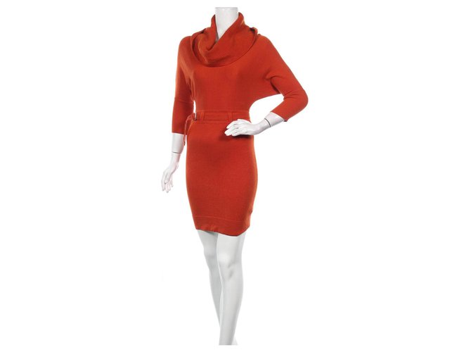 Karen Millen Dresses Orange Wool Elastane Polyamide  ref.253645