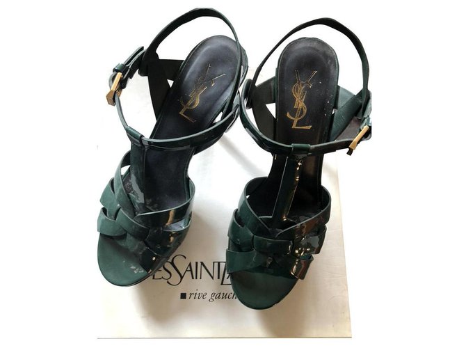Yves Saint Laurent Tribute Lido Dark green Patent leather  ref.253697