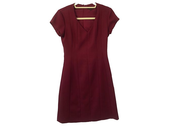 Vestido Adolfo Dominguez de viscosa rojo oscuro Burdeos