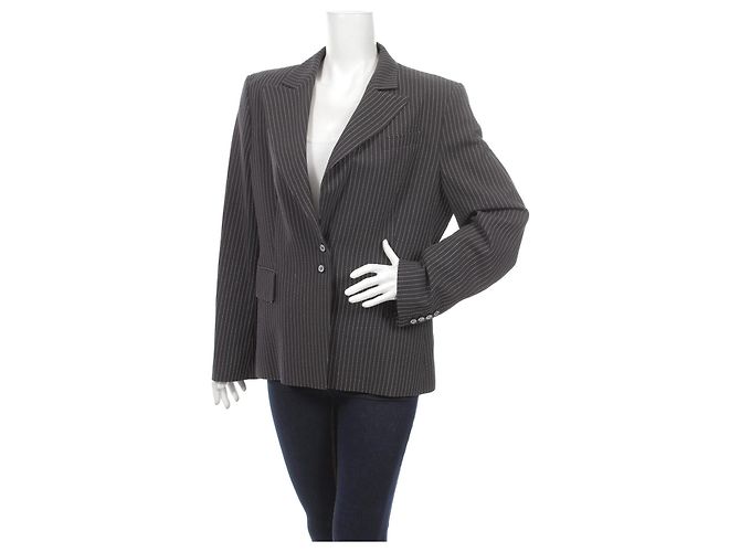 Marc Cain black polka dot blazer wool viscose XL