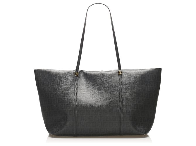 Fendi Black Zucchino PVC Tote Bag Leather Plastic Pony-style calfskin  ref.253917
