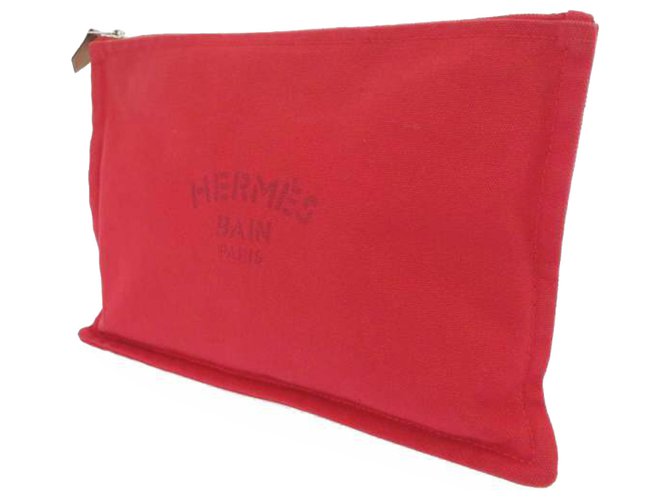 Hermès Hermes Red Trousse Flat Yachting GM Coton Tissu Rouge  ref.253927