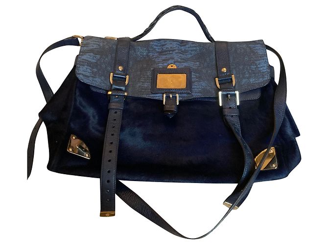 Bolso Mulberry Alexa Azul Piel de Ternera Efecto Potro