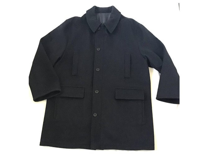 Yves Saint Laurent Men Coats Outerwear Dark grey Wool  ref.254051