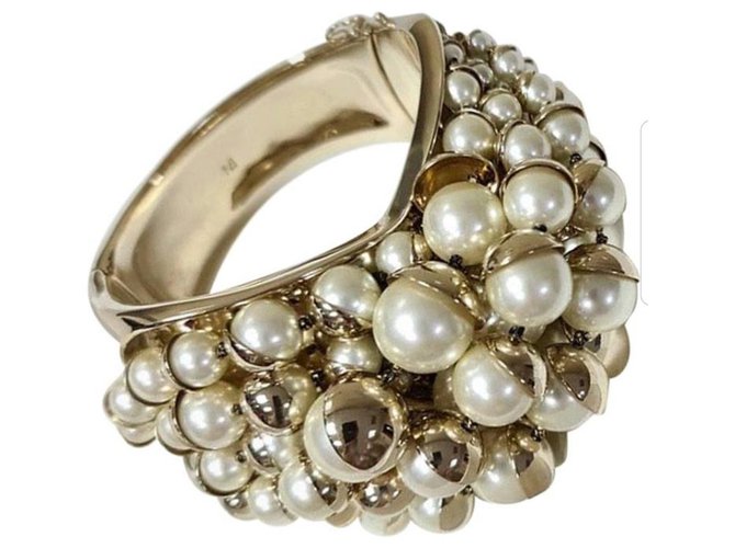 Dior Pearl Massive Armband Golden Metall  ref.254066