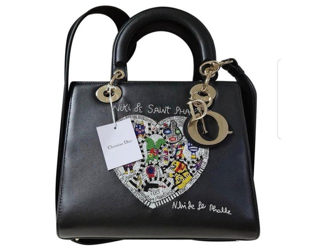 Dior Lady Dior Medium Niki de Saint Phalle Bag Black Leather  ref.254068