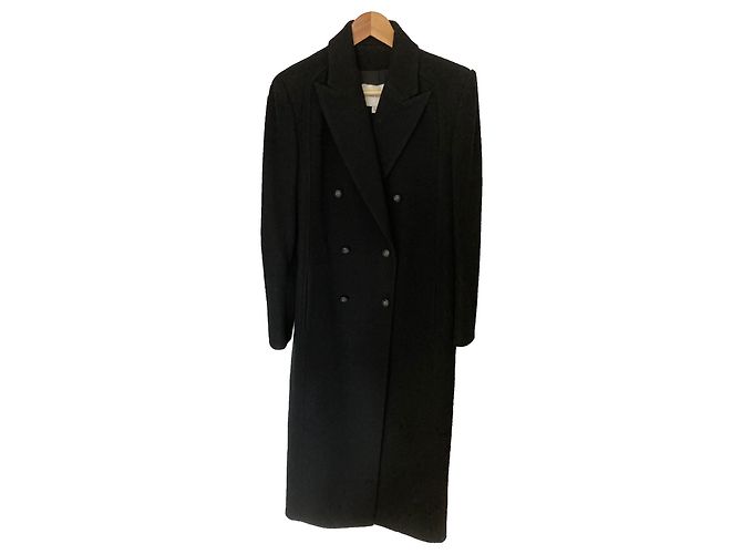 Abrigo largo de lana estilo caban negro Pierre Balmain