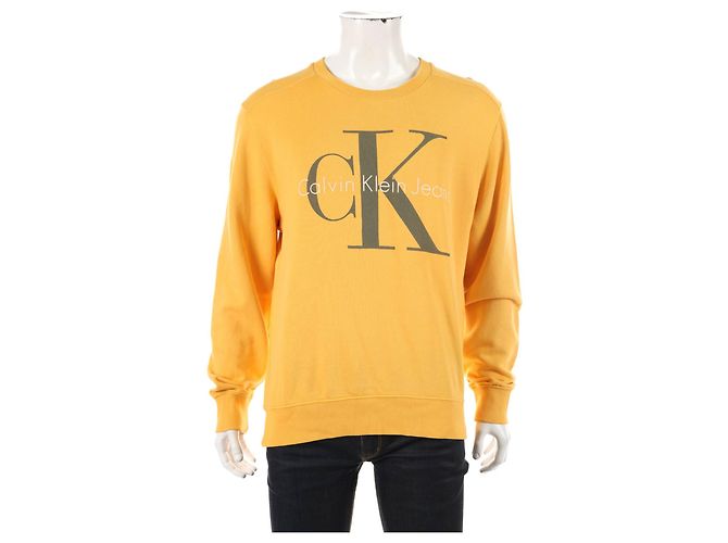 Calvin Klein Logo Sweatshirt Gelb Baumwolle M