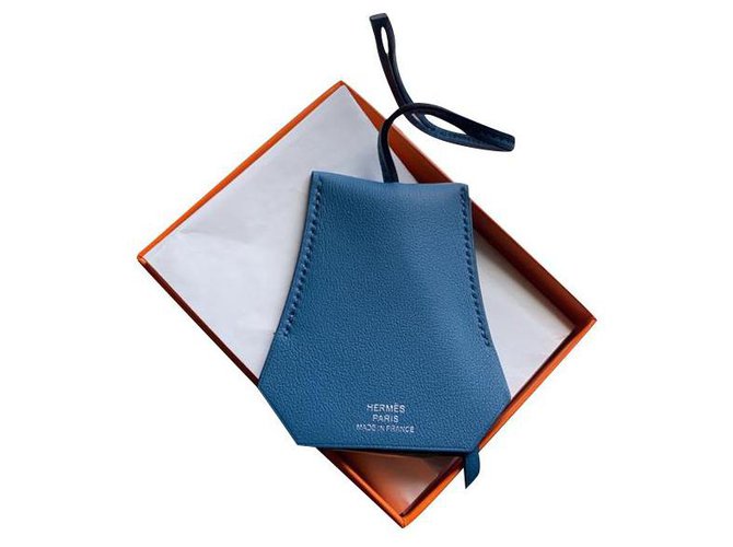 Kelly Hermès Amuletos bolsa Azul Cuero  ref.254153