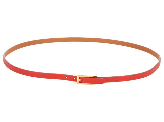 Hermès Cintura in pelle reversibile Hermes Quentin rossa Marrone Rosso Metallo Vitello simile a un vitello  ref.254159