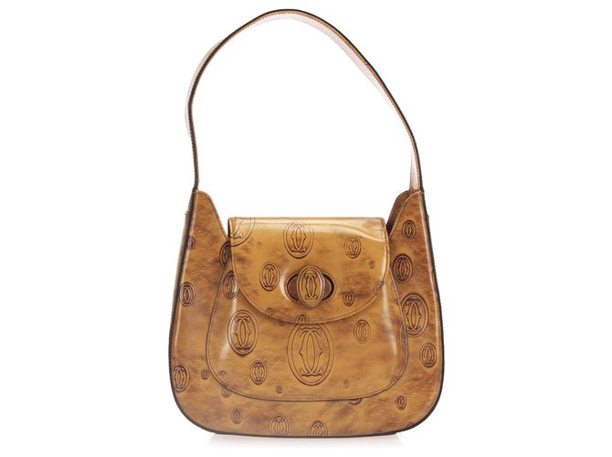 Cartier Brown Happy Birthday Patent Leather Shoulder Bag  ref.254160