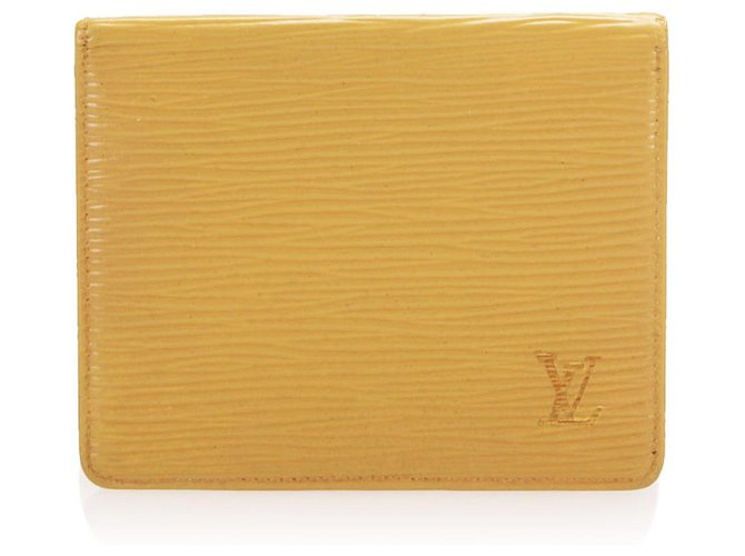 Louis Vuitton Jaune Epi Porte 2 Cartes verticales Cuir  ref.254211