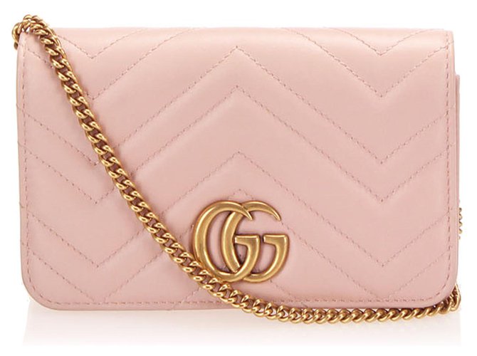 Gucci Pink GG Marmont Leather Crossbody Bag Pony-style calfskin   - Joli Closet