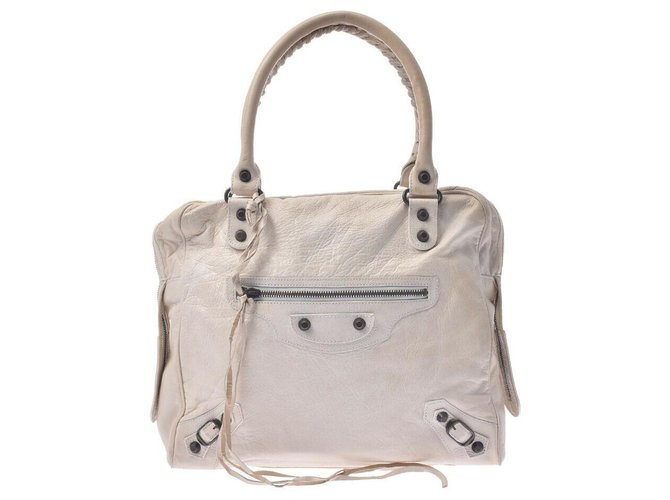 Balenciaga Handbag Bege Couro  ref.254298