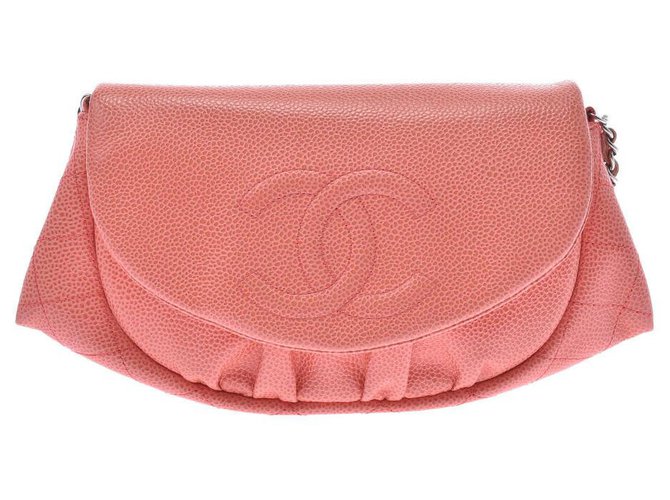 Chanel Half moon Pink Leather  ref.254364