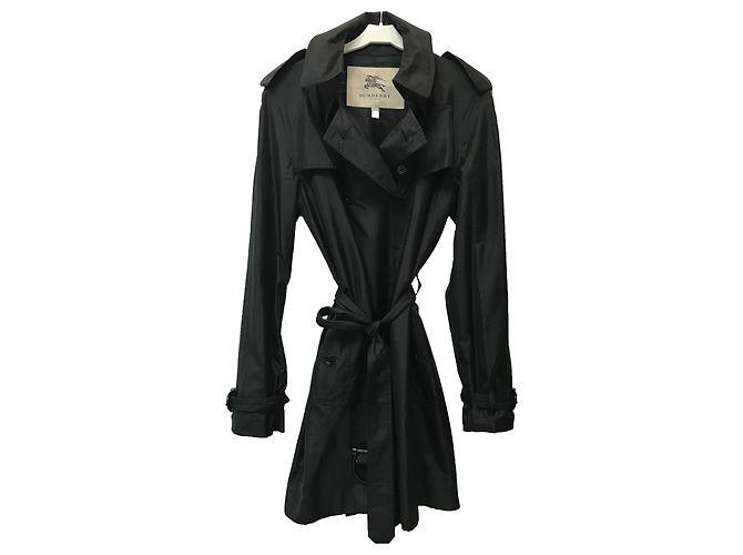 Burberry Zanja Negro Seda Poliéster