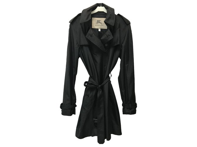 Burberry Trench Soie Polyester Noir  ref.254381
