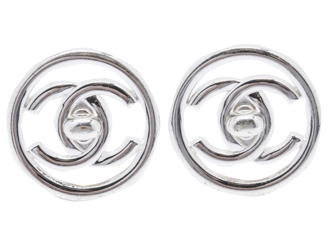 Chanel CC SILVER CIRCLE XL Silvery Metal  ref.254403