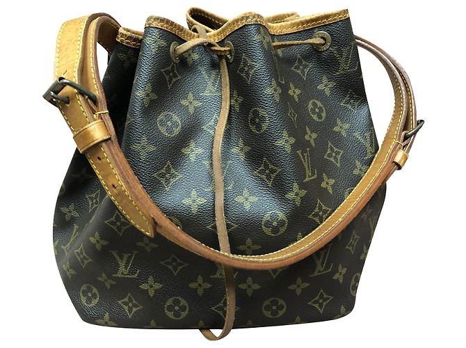 Louis Vuitton Noe PM Brown Leather and Cloth Handbag