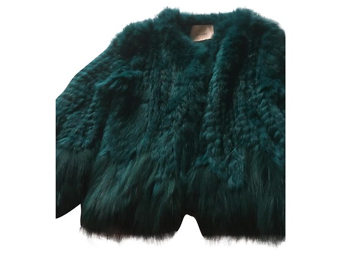 Twin Set Kunstpelzjacke Grün Größe 38
