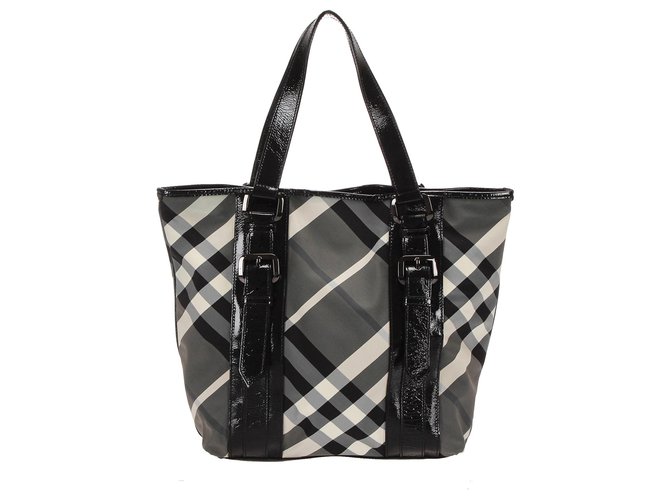 Sacola Burberry Black Supernova Check Preto Multicor Couro Plástico Bezerro-como bezerro  ref.254548