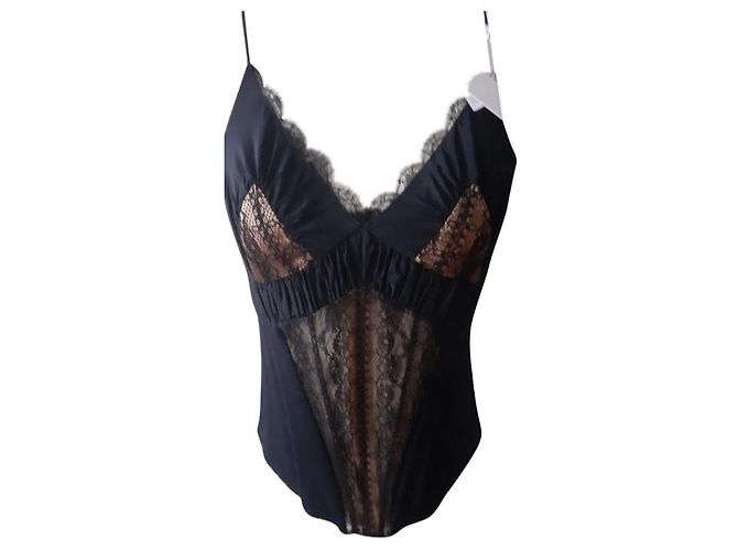 Bustier La Perla in seta e pizzo nero 85 B