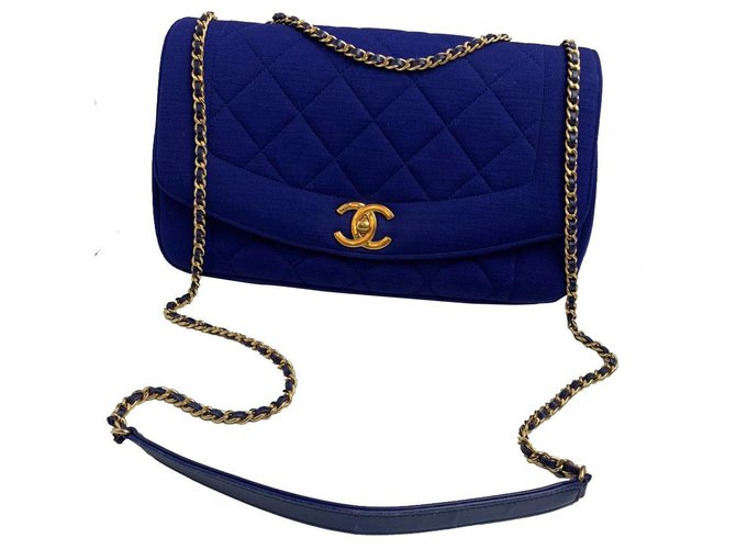Diana Chanel Blue Leather  ref.254584