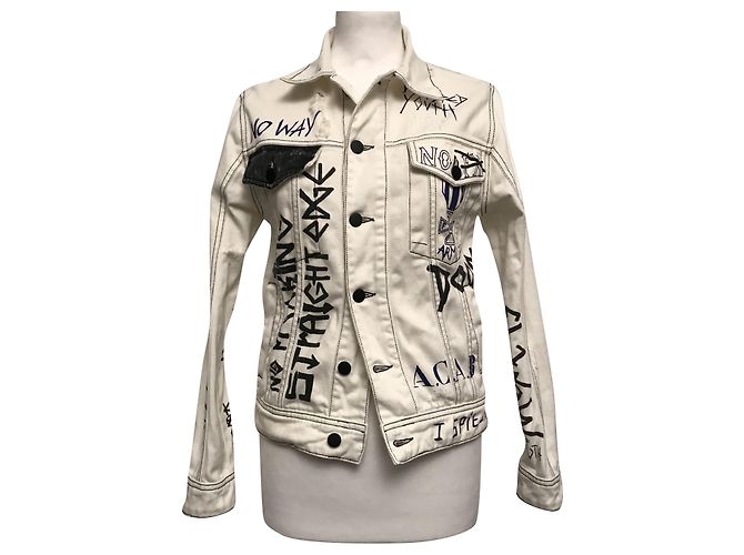 Chaqueta de denim Filles à Papa Crema Crudo