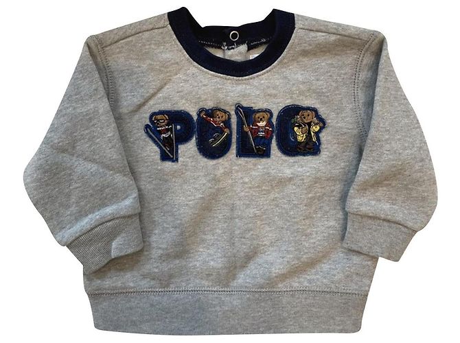 Sweat Ralph Lauren Polo Ski Bear Gris 9 Mois