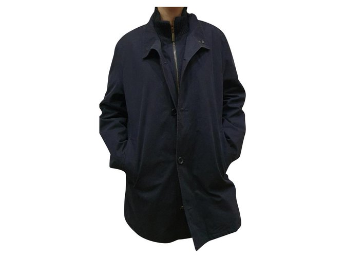 Veste trench-coat Burberry Nillock Coton Polyester Noir  ref.254630