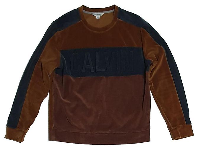 Calvin Klein Samt Sweatshirt Braun Grau Mehrfarben