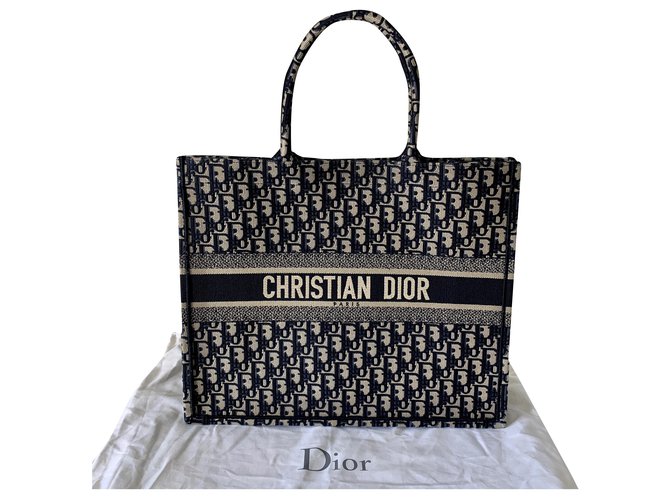 Christian Dior DIOR BOOK TOTE Toile Bleu Marine  ref.254745