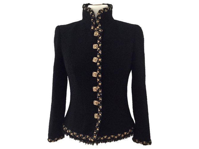 Chanel 7,2K$ luxurious jacket Black Tweed  ref.254775