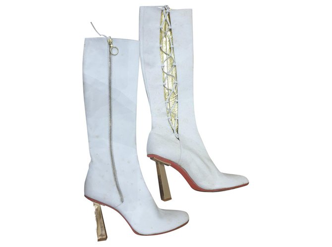 Versus Versace boots 80s white Leather  ref.254794