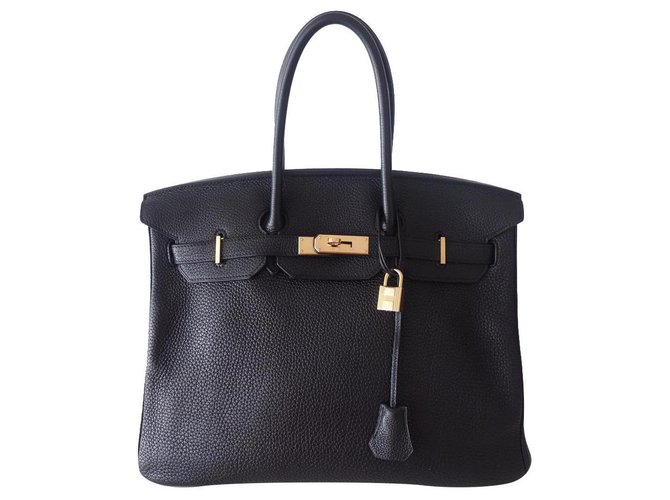 Hermès HERMES BIRKIN BAG 35 Noir Black Leather  ref.254823