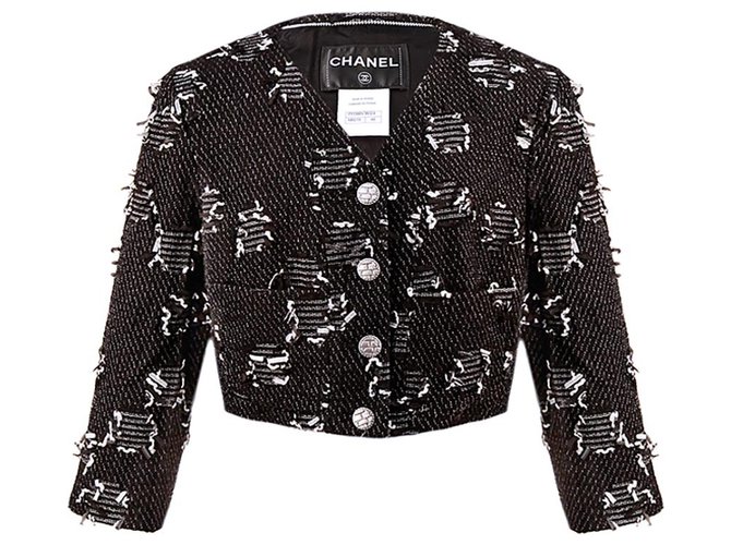 Chanel 2015 Spring Runway jacket Black Tweed  ref.254850