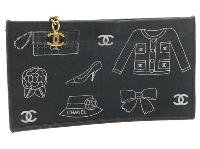 Chanel saco de embreagem Preto Tweed  ref.254923